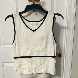 Molly Bracken White Sweater Tank Top with Black Accents
